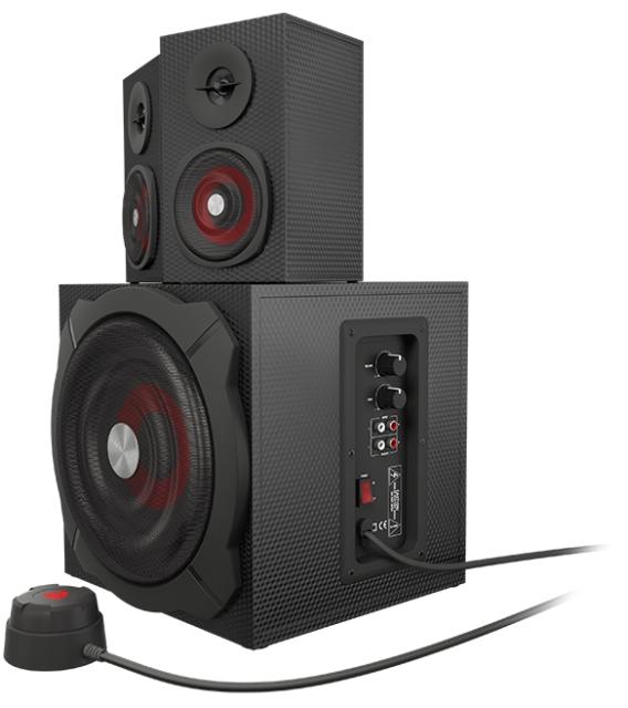 Тонколони Genesis NCS-0856, 2.1, 60W(2x15W +30w), 3.5mm жак, дървен корпус, черни