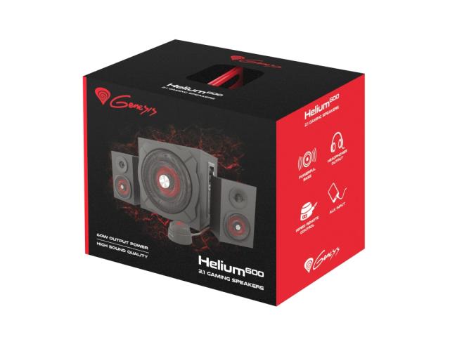 Тонколони Genesis NCS-0856, 2.1, 60W(2x15W +30w), 3.5mm жак, дървен корпус, черни