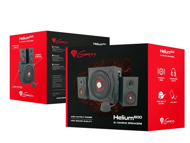 Тонколони Genesis NCS-0856, 2.1, 60W(2x15W +30w), 3.5mm жак, дървен корпус, черни