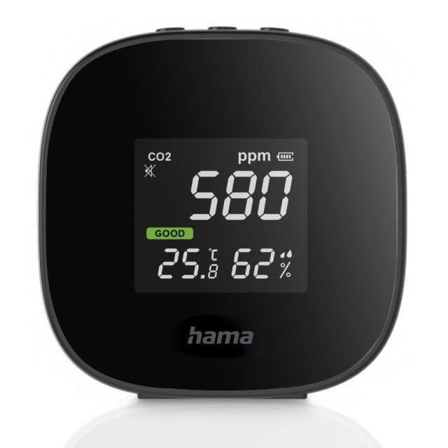 Уред за измерване HAMA Safe, CO2, Температура, Влажност, Черен