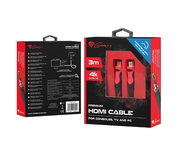 Кабел Genesis Premium High-Speed Hdmi Cable For Ps4/Ps3 3M 4K V2.0