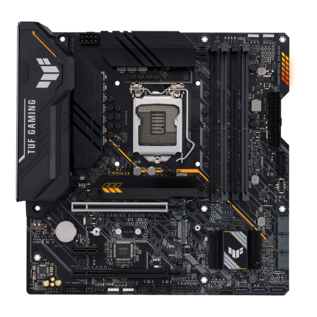 Дънна платка Asus TUF GAMING B560M-PLUS, B560, LGA1200, DDR4, (DP/HDMI), PCI-E 4.0, 6x SATA 6Gb/s, 2x M.2, 2x USB 3.2 Gen 2, Aura Sync RGB Lighting, Micro ATX