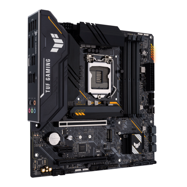 Дънна платка Asus TUF GAMING B560M-PLUS, B560, LGA1200, DDR4, (DP/HDMI), PCI-E 4.0, 6x SATA 6Gb/s, 2x M.2, 2x USB 3.2 Gen 2, Aura Sync RGB Lighting, Micro ATX