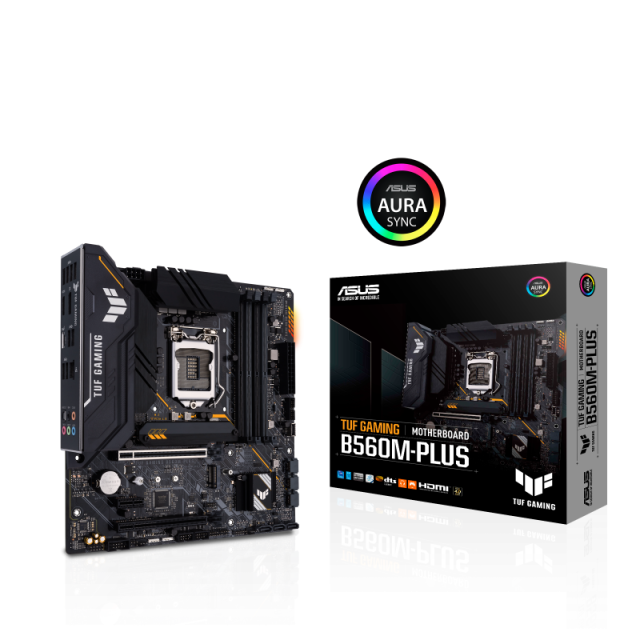 Дънна платка Asus TUF GAMING B560M-PLUS, B560, LGA1200, DDR4, (DP/HDMI), PCI-E 4.0, 6x SATA 6Gb/s, 2x M.2, 2x USB 3.2 Gen 2, Aura Sync RGB Lighting, Micro ATX