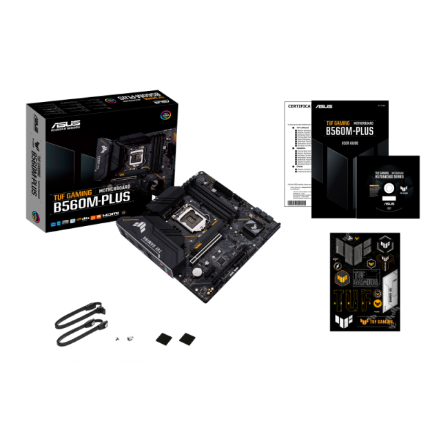 Дънна платка Asus TUF GAMING B560M-PLUS, B560, LGA1200, DDR4, (DP/HDMI), PCI-E 4.0, 6x SATA 6Gb/s, 2x M.2, 2x USB 3.2 Gen 2, Aura Sync RGB Lighting, Micro ATX
