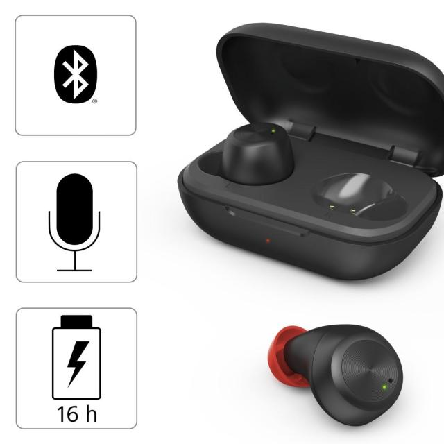 Слушалки Hama Spirit Chop, True  безжични Bluetooth/Wireless, тип "тапи", микрофон, In-Ear, Гласов контрол, Черен