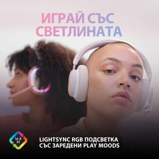 Геймърски слушалки Logitech, G735 RGB, Безжични, Bluetooth, Микрофон, Бели