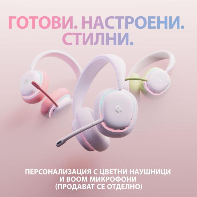 Геймърски слушалки Logitech, G735 RGB, Безжични, Bluetooth, Микрофон, Бели