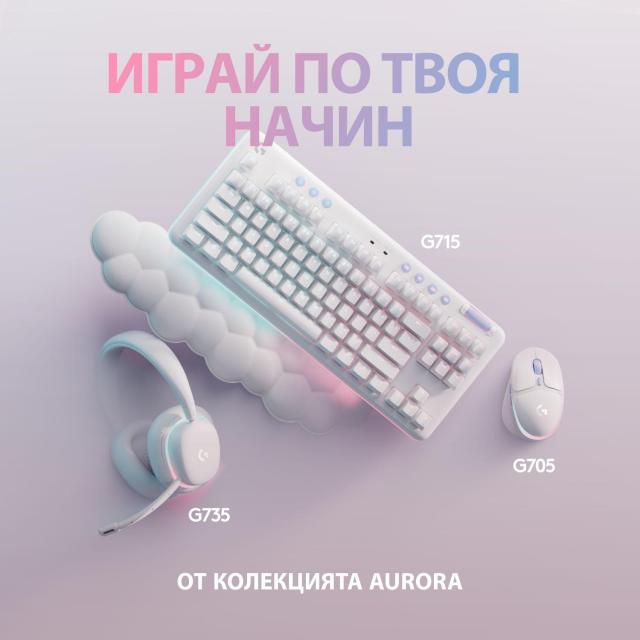 Геймърски слушалки Logitech, G735 RGB, Безжични, Bluetooth, Микрофон, Бели