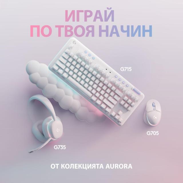 Безжична геймърска механична клавиатура Logitech G G715, TKL, Linear, RGB LED, US Layout, бяла