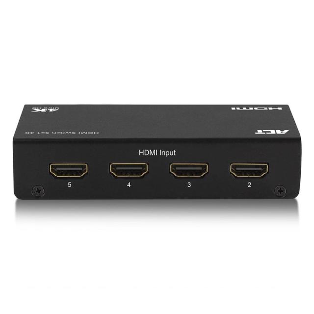 HDMI суич ACT AC7840, 5/1, 3Д, 4K@30Hz, Черен