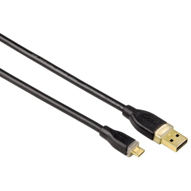 Кабел HAMA USB 2.0- micro USB, Позлатени конектори, 0.75 м., Черен