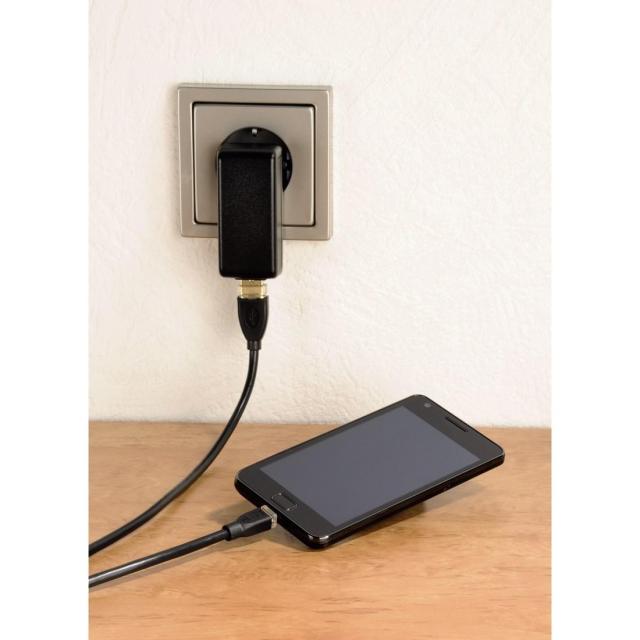Кабел HAMA USB 2.0- micro USB, Позлатени конектори, 0.75 м., Черен