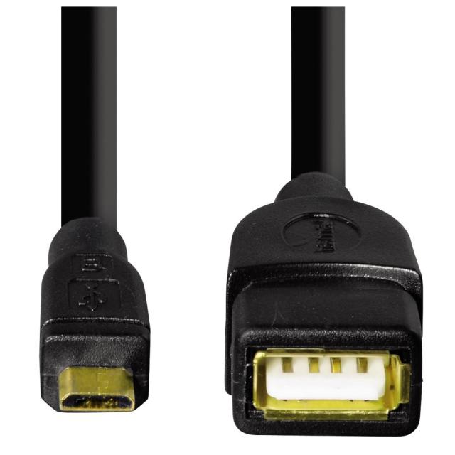 Кабел HAMA 78426 USB 2.0 OTG micro USB - женско USB 2.0, 0.15 м., Черен