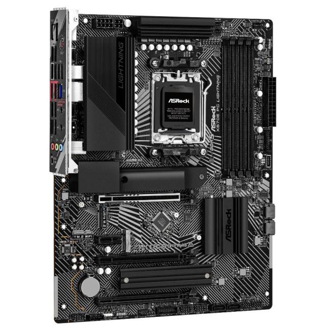 Дънна платка ASRock X670E PG LIGHTNING, X670E, AM5, DDR5, PCI-E 5.0 (DP&HDMI)(CF), 4x SATA 6Gb/s, 3x M.2 slot, 2x USB 3.2 Gen1, ATX