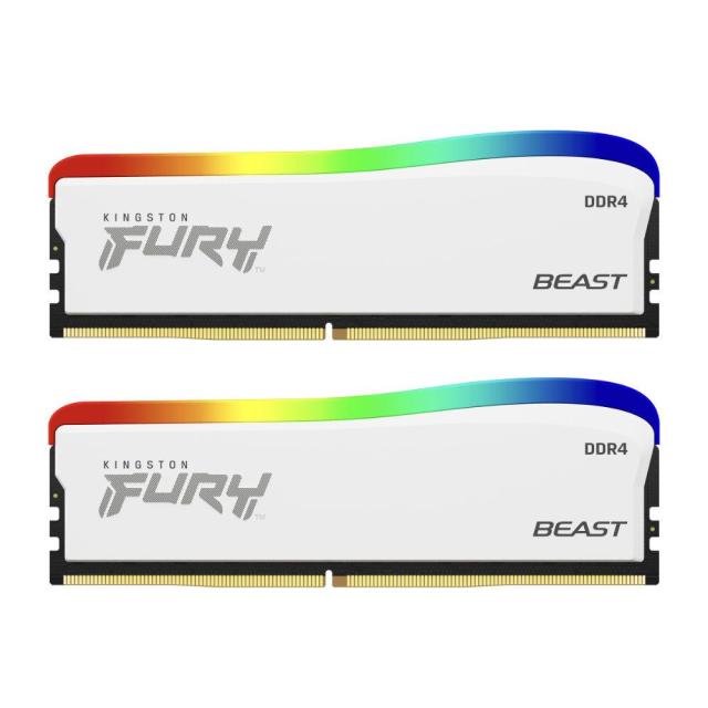 Памет Kingston FURY Beast White RGB 16GB(2x8GB) DDR4 PC4-28800 3600MHz CL17 KF436C17BWAK2/16