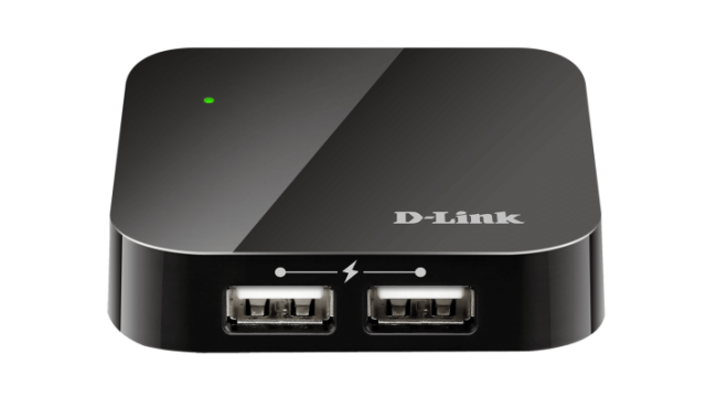 USB хъб D-Link DUB-H4/E, 4 x USB, със захранване, USB 2.0, Черен