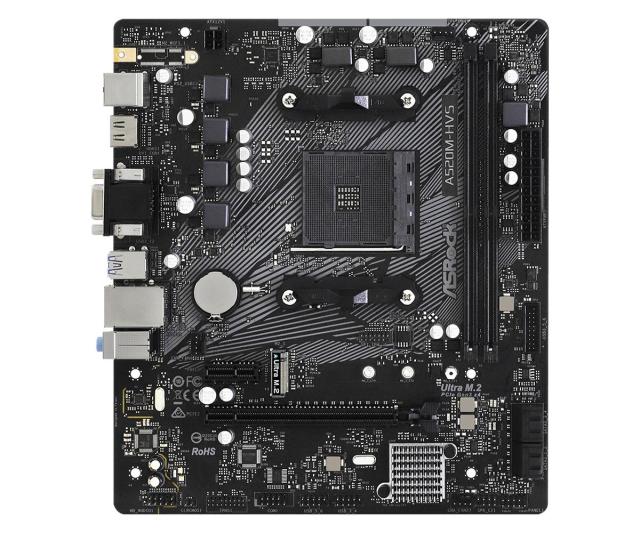 Дънна платка ASRock A520M-HVS, A520, AM4, DDR4, PCI-E 3.0 (HDMI/VGA), 4x SATA 6Gb/s, 1x M.2, 4x USB 3.2 Gen 1, Micro ATX