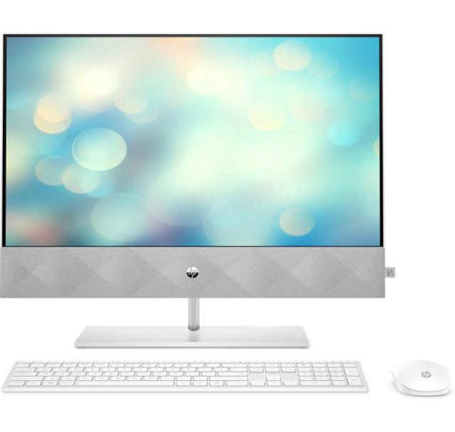 Настолен компютър - всичко в едно HP Pavilion All-in-One 24-k1024nu White, Core i5-11500T(2.7Ghz, up to 4.6GH/12MB/6C), 23.8" FHD UWVA BV + 5MP IR Camera, 8GB 2933Mhz 1DIMM, 512MB PCIe SSD, WiFi a/c + BT 5, Mouse&Keyboard, Win 11 Home