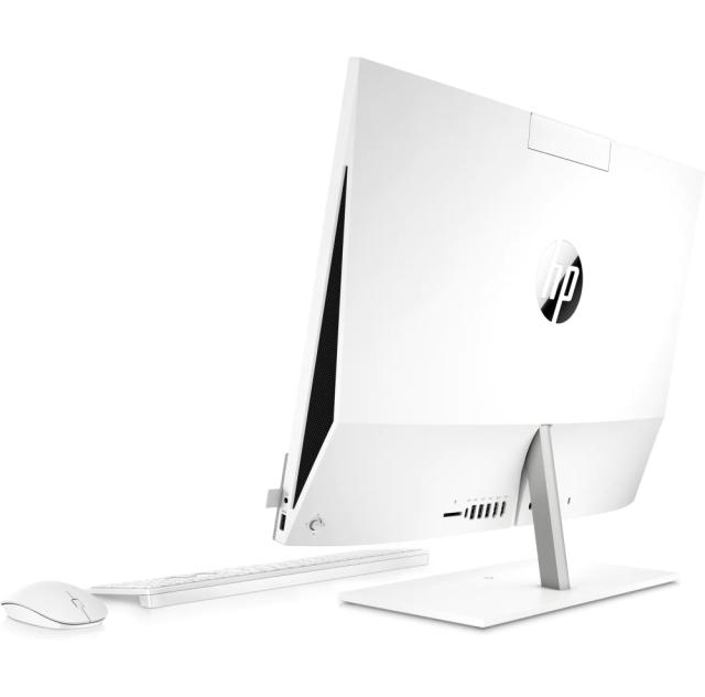 Настолен компютър - всичко в едно HP Pavilion All-in-One 24-k1009nu White, Core i7-11700T(1.4Ghz, up to 4.6GH/16MB/8C), 23.8" FHD UWVA BV + 5MP IR Camera, 16GB 2933Mhz 1DIMM, 1TB PCIe SSD, WiFi a/c + BT 5, Mouse&Keyboard, Win 11 Advanced