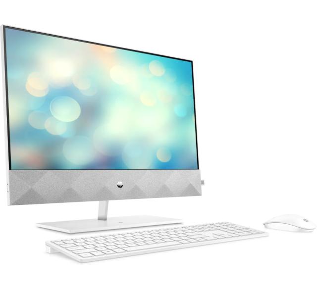 Настолен компютър - всичко в едно HP Pavilion All-in-One 24-k1009nu White, Core i7-11700T(1.4Ghz, up to 4.6GH/16MB/8C), 23.8" FHD UWVA BV + 5MP IR Camera, 16GB 2933Mhz 1DIMM, 1TB PCIe SSD, WiFi a/c + BT 5, Mouse&Keyboard, Win 11 Advanced