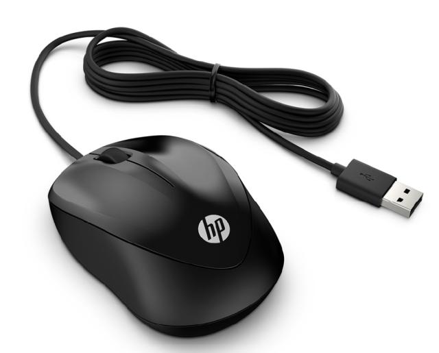 Мишка HP Wired Mouse 1000, оптична (1600 dpi), USB, черна