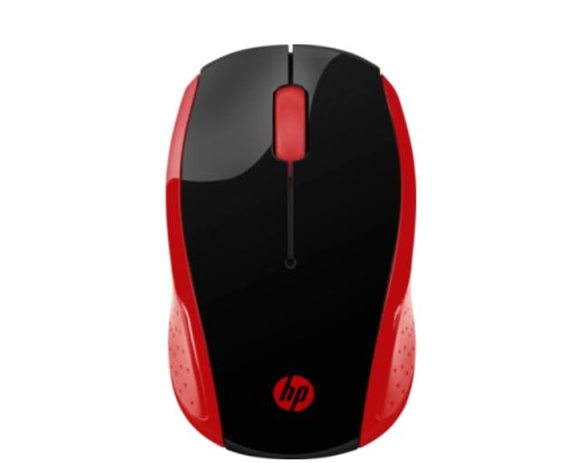 Мишка HP 200, оптична (1000 dpi), Wireless, черна/червена