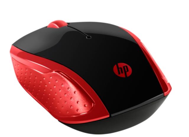 Мишка HP 200, оптична (1000 dpi), Wireless, черна/червена
