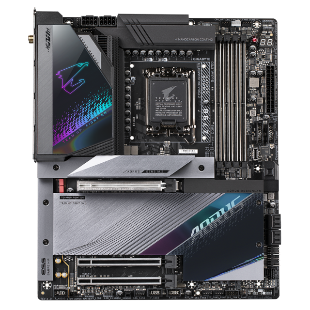 Дънна платка GIGABYTE Z790 AORUS MASTER, LGA 1700, PCIe 5.0, Wi-Fi 6E, 4xDDR5, (DP), 4x SATA 6Gb/s, 5x M.2, 3x USB Type-C, RGB Fusion, E-ATX