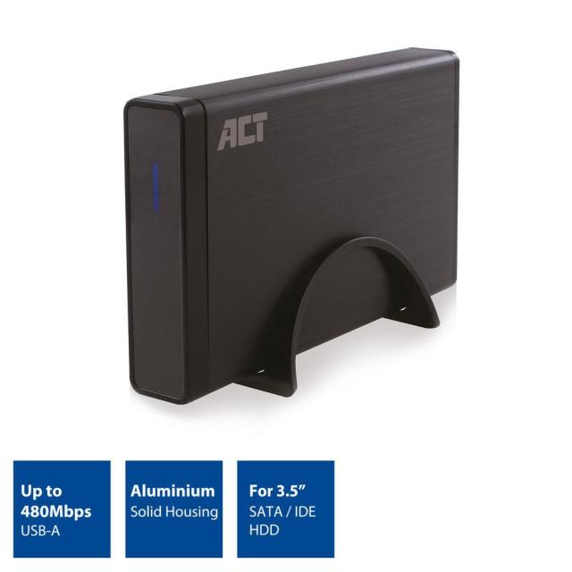Кутия за твърд диск ACT AC1410, 3.5", SATA / IDE, USB 2.0, Черен