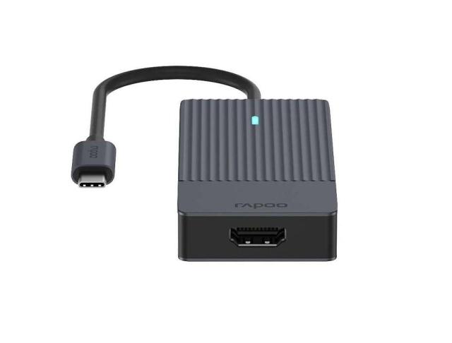 Мултипортов адаптер Rapoo UCM-2001, 4 в1, 2 x USB-A, 1 x  USB-C, 1 x HDMI, Черен