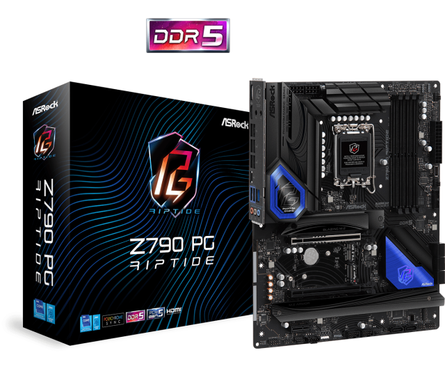 Дънна платка ASROCK Z790 PG RIPTIDE, (HDMI, DP) LGA 1700, 4 x DDR5, PCIe Gen5, ATX