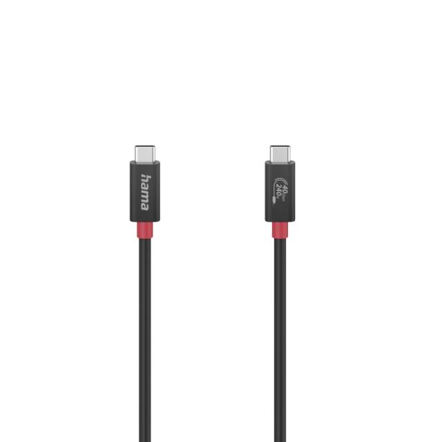 Кабел HAMA E-Marker, USB-C мъжко - USB-C мъжко, 40 Gbit/s, 5 A, 240 W, 1.00 м, Черен