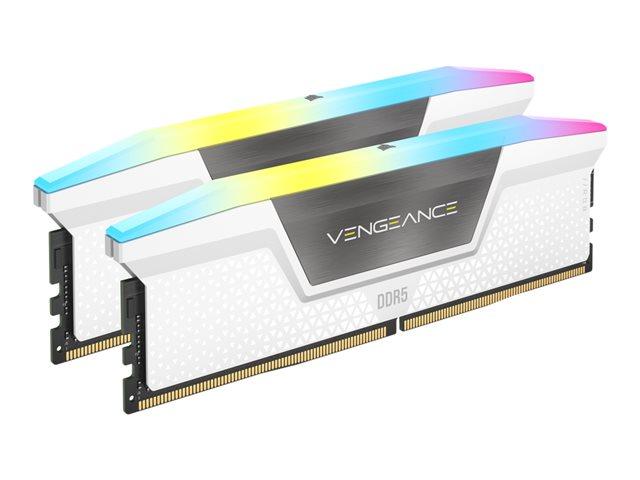 Памет CORSAIR VENGEANCE RGB 32GB (2x16GB) DDR5 6000MHz, LC36-39-39-76, 1.35V, White Heatspreader Black PCB, - CMH32GX5M2D6000C36W