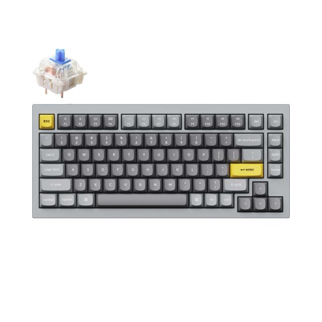 Геймърска Механична клавиатура Keychron Q1 QMK Silver Grey TKL Gateron Blue Switch RGB LED ABS (Version 2)