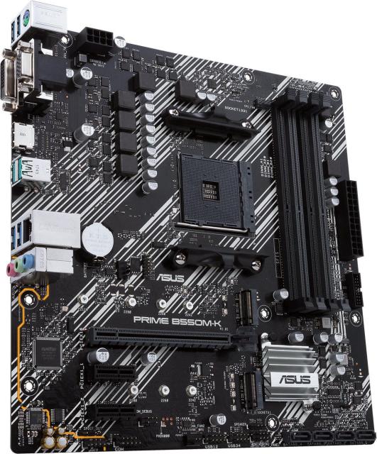 Дънна платка ASUS Prime B550M-K, AM4, (D-Sub, DVI-D, HDMI), 4 x DDR4, PCIe 4.0, Dual M.2, Micro ATX 