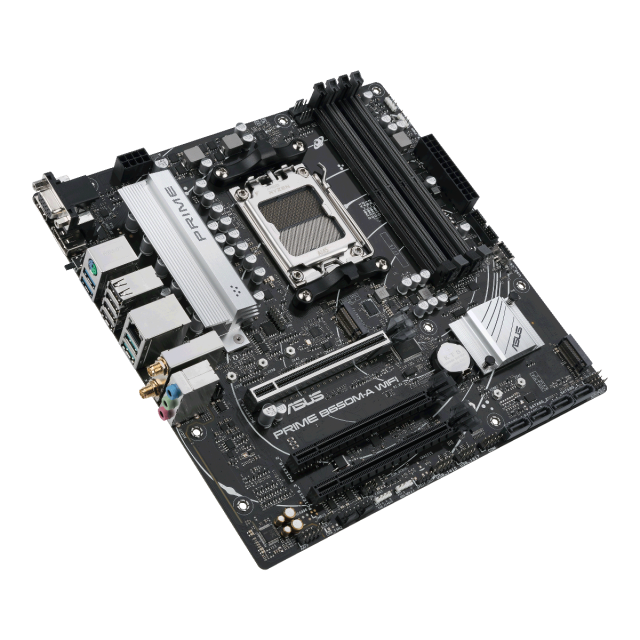 Дънна платка ASUS PRIME B650M WI-FI 6, AM5, (DisplayPort, VGA, HDMI) 4 x DDR5, Aura Sync, PCIe 5.0 SSD, ATX 