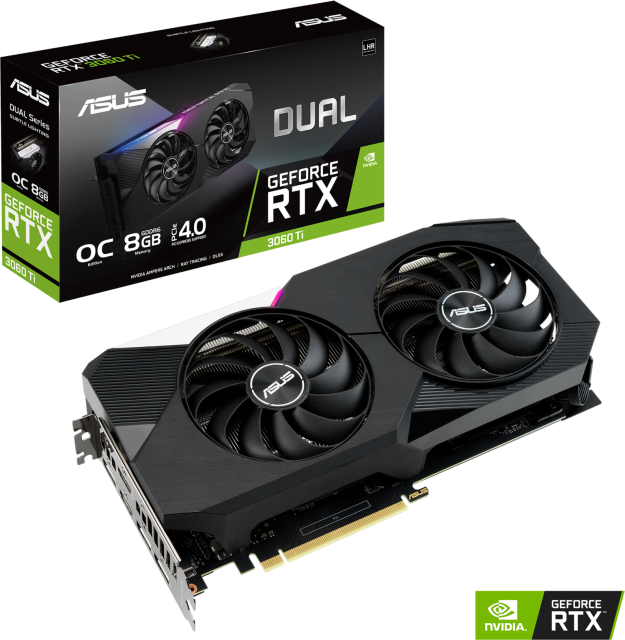 Видеокарта ASUS Dual GeForce RTX 3060 Ti V2 OC Edition 8GB GDDR6, (HDMI, DP), LHR