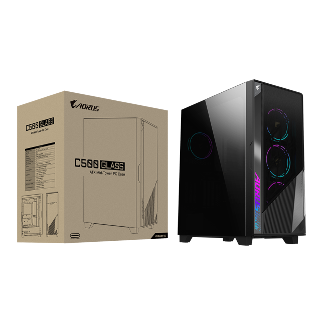 Кутия Gigabyte AORUS C500 Tempered Glass RGB Fusion 2.0 Mid Tower