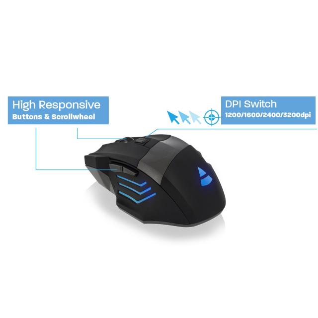 Геймърска мишка Ewent PL3300, Подсветка, 3200 dpi, USB 2.0, Черен