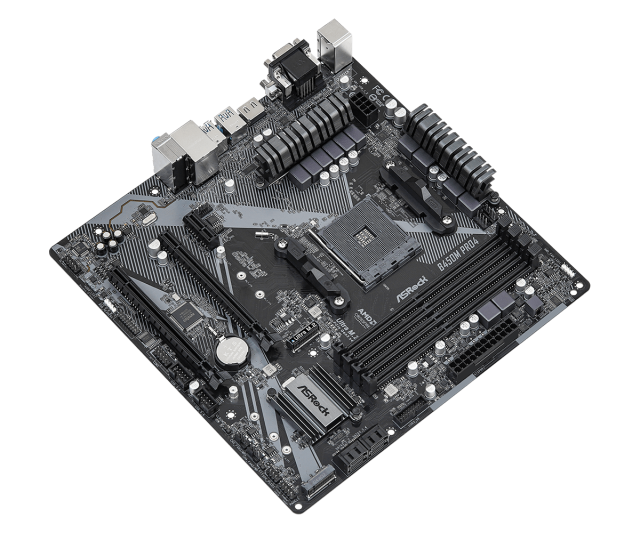 Дънна платка ASRock B450M Pro4 R2.0, B450, AM4, 4 x DDR4, PCI-E 3.0 (HDMI/DVI/VGA)(CFX), 4 x SATA 6Gb/s, 2x M.2, 1x USB 3.2 Gen 2 Type-C, Micro ATX