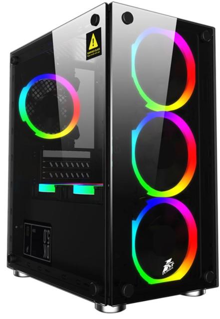 Кутия Estillo 8872 Gaming, 1 x USB 3.0, 2 x USB 2.0, HD Audio, RGB, прозрачни панели, ATX
