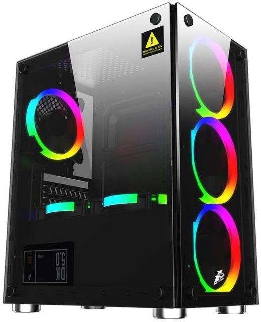 Кутия Estillo 8872 Gaming, 1 x USB 3.0, 2 x USB 2.0, HD Audio, RGB, прозрачни панели, ATX