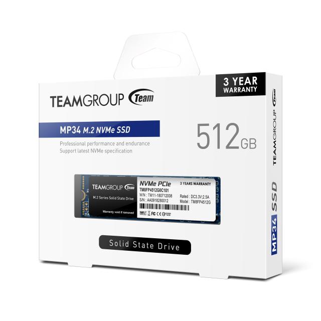 Team Group MP34 512GB, M.2 2280 PCI-e 3.0 x4 NVMe