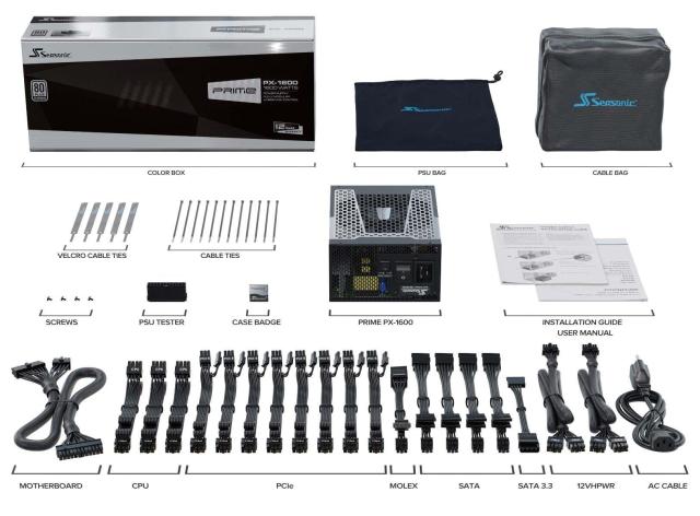 Захранване Seasonic 1600W, PRIME PX-1600 , Full Modular, Active PFC, 80 PLUS PLATINUM