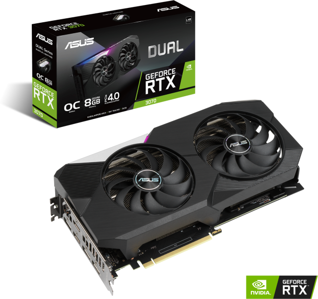 Видео карта Asus Nvidia GeForce RTX 3070, 8GB Dual V2 , PCI-E 4.0, GDDR6, 256-bit, DisplayPort, HDMI, LHR