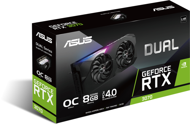 Видео карта Asus Nvidia GeForce RTX 3070, 8GB Dual V2 , PCI-E 4.0, GDDR6, 256-bit, DisplayPort, HDMI, LHR