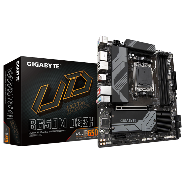 Дънна платка GIGABYTE B650M DS3H, AM5, (DP, HDMI), 4 x DDR5, Micro ATX