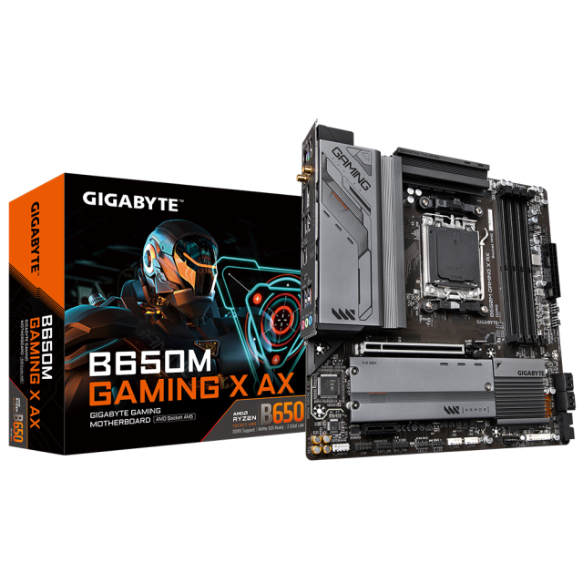 Дънна платка GIGABYTE B650M GAMING X AX WiFi 6E, AM5, (2xDP, HDMI, 2xUSB-C), 4 x DDR5, Micro ATX