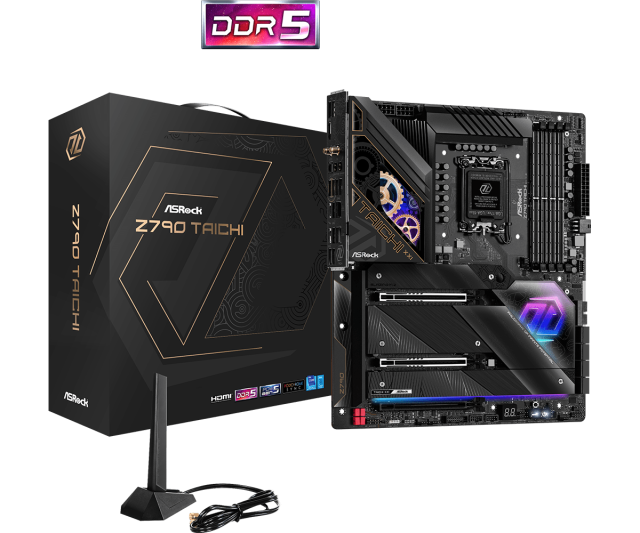Дънна платка ASROCK Z790 TAICHI Wi-Fi 6E+BT, LGA 1700, DDR5, PCIe 5.0,  (HDMI), 8x SATA 6Gb/s, 5x M.2, 2 x USB 4 Thunderbolt 4 Type-C, E-ATX